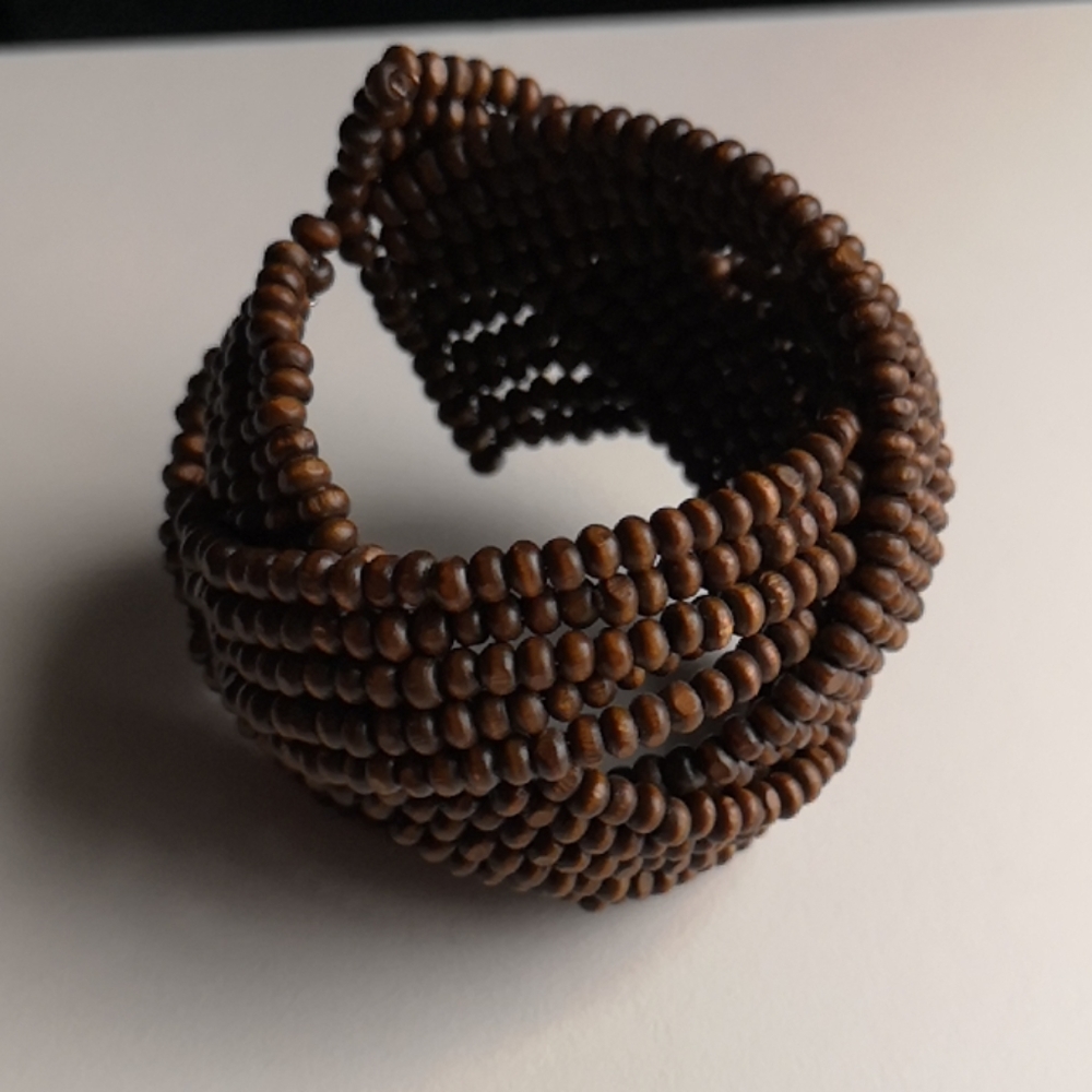 Wooden Bead Cuff Bracelet